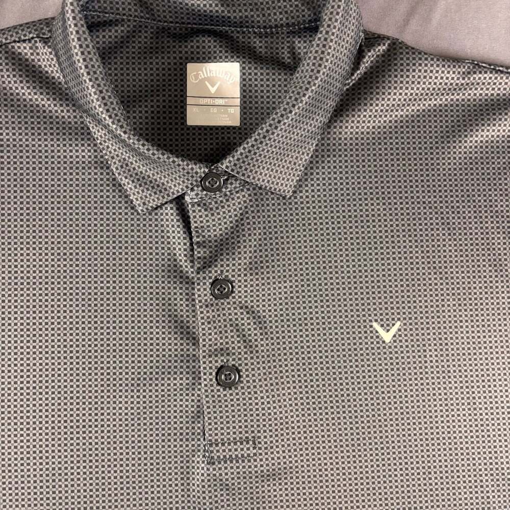 Callaway Opti-Dri Performance Golf Polo Mens Size XL Gray Checkered Short Sleeve